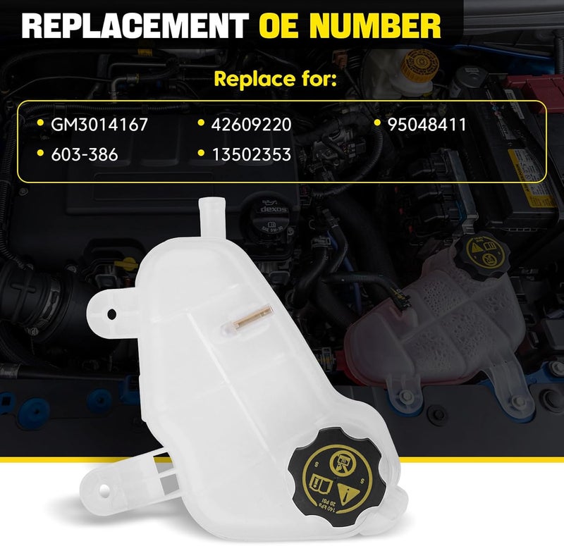 YEHERIT 603-386 Front Engine Coolant Reservoir Recovery Tank with Cap Compatible with Chevrolet Chevy Sonic 1.4L 1.6L 1.8L 2012-2020 Replace for GM3014167 95048411 13502353 42609220 - Image 3